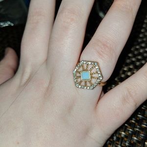 Gold hexagon ring size 7 Chloe + Isabel New